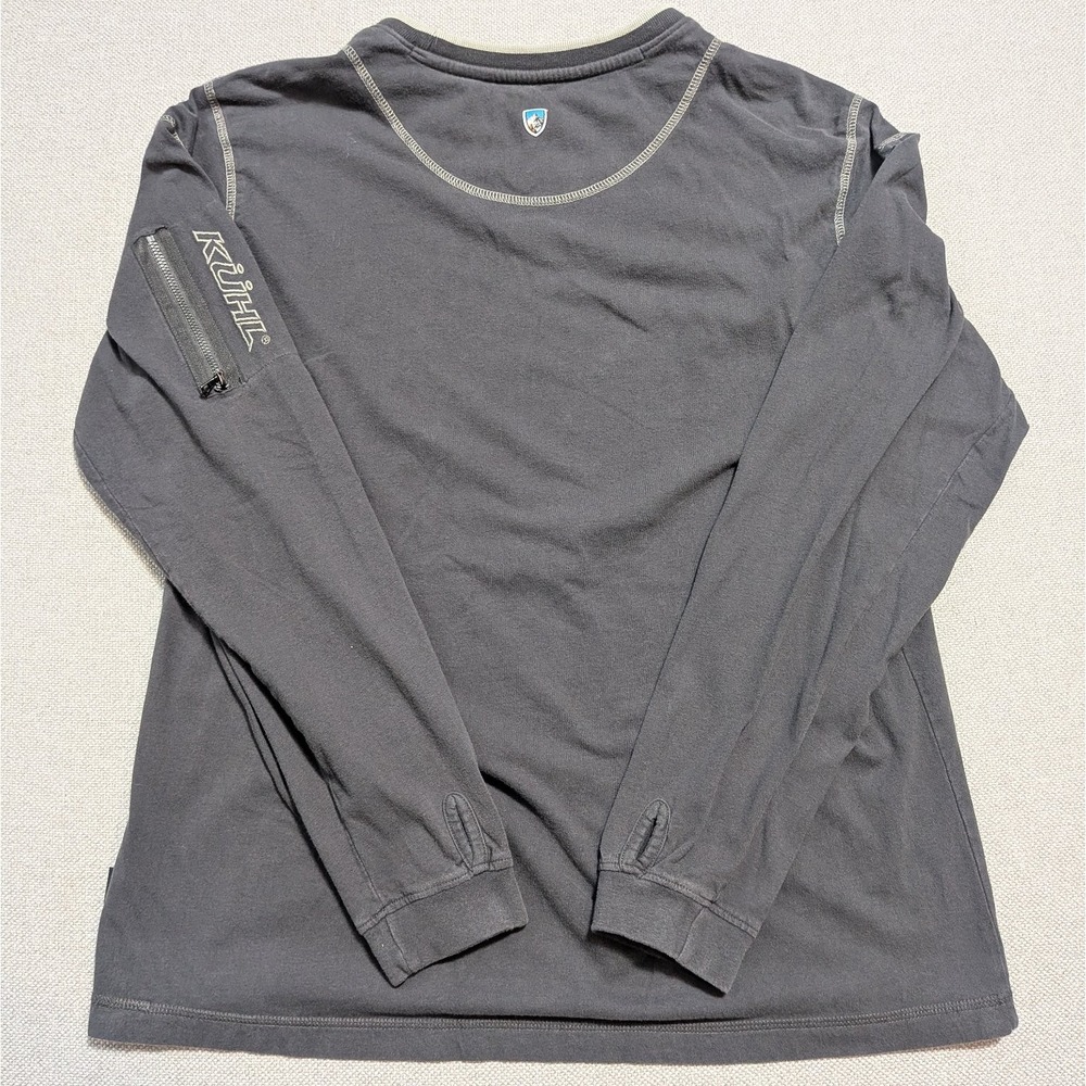 Kuhl Kommando Long Sleeve T-Shirt Men's L Gray Wildfibre Thumbholes Zip Pocket